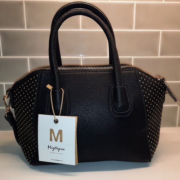 Miztique Handbags - Mitztique Black w/ Gold Studded Purse Satchel Bag NWT